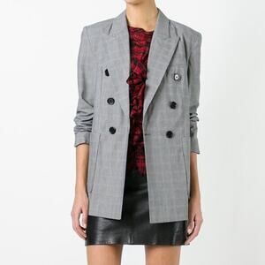 Isabel Marant Etoile Double Breasted Prince of Wales Checked Blazer. Size 34.